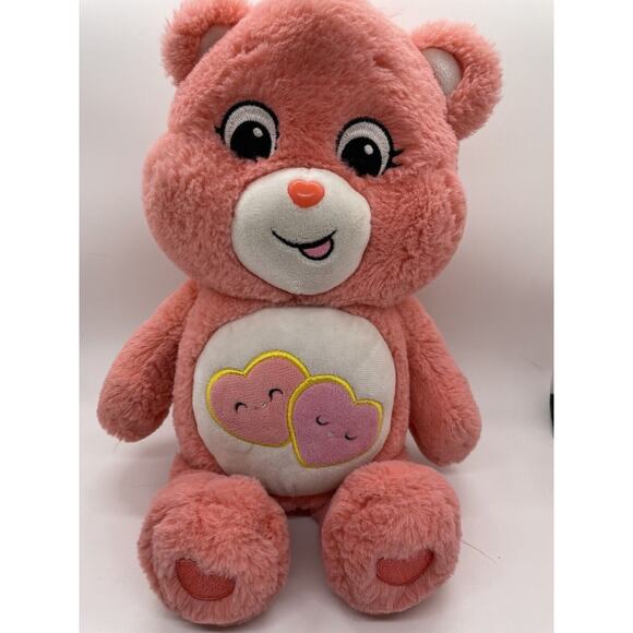 Loves A Lot Bear Care Bears 13" Pink Plush Stuffed Animal Two Hearts Tummy 2020 - Picture 1 of 6